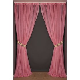 Akça Tekstil 300x260 cm Pembe Dar Etek Tek Kanat Hazır Dikilmiş Pileli Fon Perde