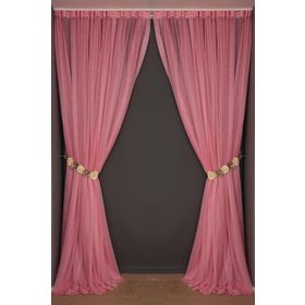 Akça Tekstil 300x260 cm Pembe Dar Etek Tek Kanat Hazır Dikilmiş Pileli Fon Perde