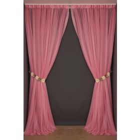 Akça Tekstil 300x260 cm Pembe Dar Etek Tek Kanat Hazır Dikilmiş Pileli Fon Perde