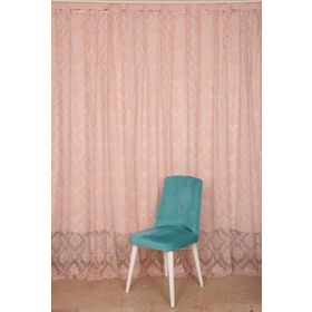 Akça Tekstil 300x260 cm Pudra Damaks Model Tek Kanat Hazır Dikilmiş Pileli Fon Perde