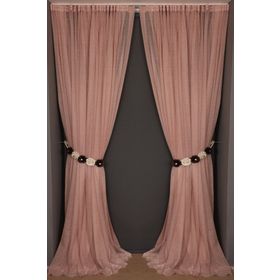 Akça Tekstil 300x260 cm Pudra Dar Etek Tek Kanat Hazır Dikilmiş Pileli Fon Perde