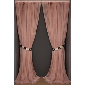 Akça Tekstil 300x260 cm Pudra Dar Etek Tek Kanat Hazır Dikilmiş Pileli Fon Perde