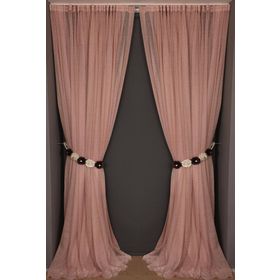 Akça Tekstil 300x260 cm Pudra Dar Etek Tek Kanat Hazır Dikilmiş Pileli Fon Perde