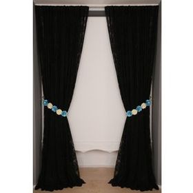 Akça Tekstil 300x260 cm Siyah Damaks Model Tek Kanat Hazır Dikilmiş Pileli Fon Perde