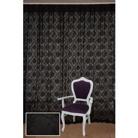Akça Tekstil 300x260 cm Siyah Damaks Model Tek Kanat Hazır Dikilmiş Pileli Fon Perde
