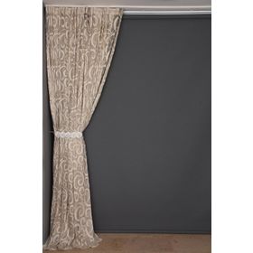 Akça Tekstil 300x260 cm Vizon Ay Modeli Tek Kanat Hazır Dikilmiş Pileli Fon Perde