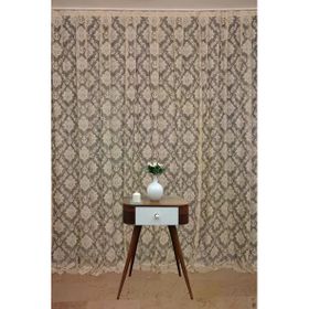 Akça Tekstil 300x260 cm Vizon Damaks Model Tek Kanat Hazır Dikilmiş Pileli Fon Perde