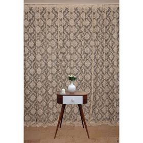 Akça Tekstil 300x260 cm Vizon Damaks Model Tek Kanat Hazır Dikilmiş Pileli Fon Perde