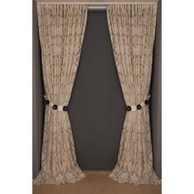 Akça Tekstil 300x260 cm Vizon Damaks Model Tek Kanat Hazır Dikilmiş Pileli Fon Perde
