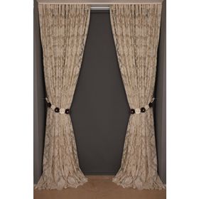 Akça Tekstil 300x260 cm Vizon Damaks Model Tek Kanat Hazır Dikilmiş Pileli Fon Perde