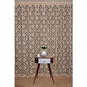 Akça Tekstil 300x260 cm Vizon Damaks Model Tek Kanat Hazır Dikilmiş Pileli Fon Perde