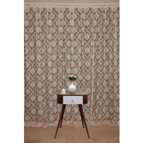 Akça Tekstil 300x260 cm Vizon Damaks Model Tek Kanat Hazır Dikilmiş Pileli Fon Perde