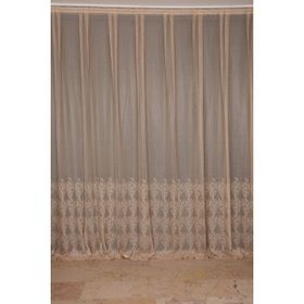 Akça Tekstil 300x260 cm Vizon Küçük Yaprak Model Tek Kanat Hazır Dikilmiş Pileli Fon Perde