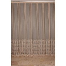 Akça Tekstil 300x260 cm Vizon Küçük Yaprak Model Tek Kanat Hazır Dikilmiş Pileli Fon Perde
