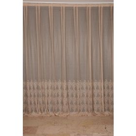 Akça Tekstil 300x260 cm Vizon Küçük Yaprak Model Tek Kanat Hazır Dikilmiş Pileli Fon Perde