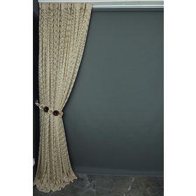 Akça Tekstil 300x260 cm Vizon Küçük Yaprak Model Tek Kanat Hazır Dikilmiş Pileli Fon Perde