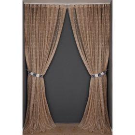Akça Tekstil 300x260 cm Vizon Kuş Model Tek Kanat Dikilmiş Pileli Fon Perde