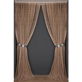 Akça Tekstil 300x260 cm Vizon Kuş Model Tek Kanat Dikilmiş Pileli Fon Perde