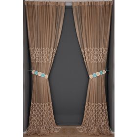 Akça Tekstil 300x260 cm Vizon Osmanlı Model Tek Kanat Dikilmiş Pileli Fon Perde
