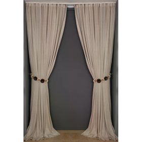 Akça Tekstil 300x260 cm Vizon Petek Model Tek Kanat Dikilmiş Pileli Fon Perde