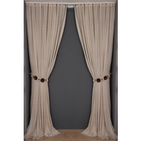 Akça Tekstil 300x260 cm Vizon Petek Model Tek Kanat Dikilmiş Pileli Fon Perde