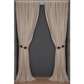 Akça Tekstil 300x260 cm Vizon Petek Model Tek Kanat Dikilmiş Pileli Fon Perde
