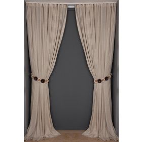 Akça Tekstil 300x260 cm Vizon Petek Model Tek Kanat Dikilmiş Pileli Fon Perde