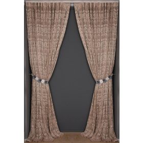 Akça Tekstil 300x260 cm Vizon Sarmaşık Tek Kanat Dikilmiş Pileli Fon Perde
