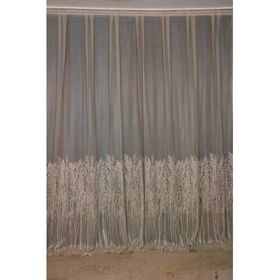 Akça Tekstil 300x260 cm Vizon Selvi Desen Tek Kanat Dikilmiş Pileli Fon Perde