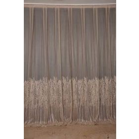 Akça Tekstil 300x260 cm Vizon Selvi Desen Tek Kanat Dikilmiş Pileli Fon Perde