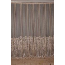 Akça Tekstil 300x260 cm Vizon Selvi Desen Tek Kanat Dikilmiş Pileli Fon Perde