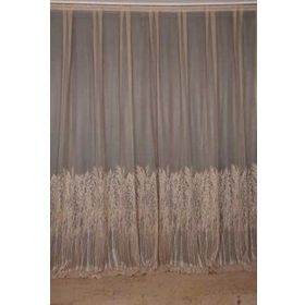 Akça Tekstil 300x260 cm Vizon Selvi Desen Tek Kanat Dikilmiş Pileli Fon Perde