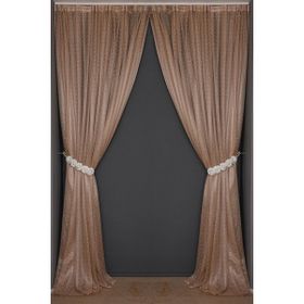 Akça Tekstil 300x260 cm Vizon Seyrek Noktalı Model Tek Kanat Hazır Pileli Fon Perde