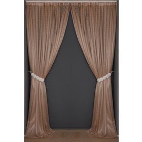 Akça Tekstil 300x260 cm Vizon Seyrek Noktalı Model Tek Kanat Hazır Pileli Fon Perde