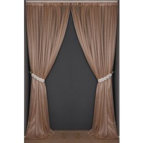 Akça Tekstil 300x260 cm Vizon Seyrek Noktalı Model Tek Kanat Hazır Pileli Fon Perde