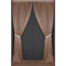Akça Tekstil 300x260 cm Vizon Seyrek Noktalı Model Tek Kanat Hazır Pileli Fon Perde