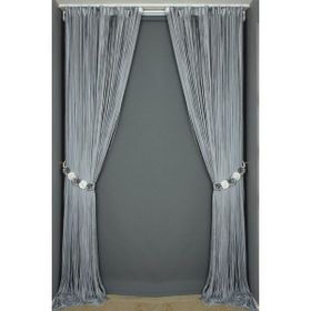 Akça Tekstil 300x280 cm Gri Çift Renk Düz Model Hazır İp Perde