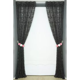 Akça Tekstil 75 x 260 cm Sultan 2 Antrasit Tek Kanat Pileli Fon Perde