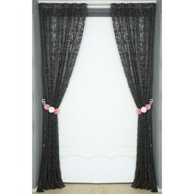 Akça Tekstil 75 x 260 cm Sultan 2 Antrasit Tek Kanat Pileli Fon Perde