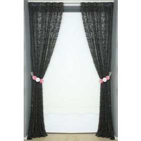 Akça Tekstil 75 x 260 cm Sultan 2 Antrasit Tek Kanat Pileli Fon Perde