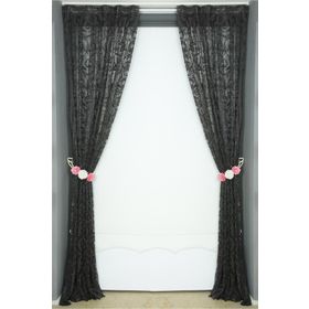 Akça Tekstil 75 x 260 cm Sultan 2 Antrasit Tek Kanat Pileli Fon Perde
