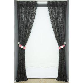 Akça Tekstil 75 x 260 cm Sultan 2 Antrasit Tek Kanat Pileli Fon Perde