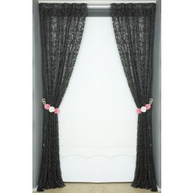 Akça Tekstil 75 x 260 cm Sultan 2 Antrasit Tek Kanat Pileli Fon Perde