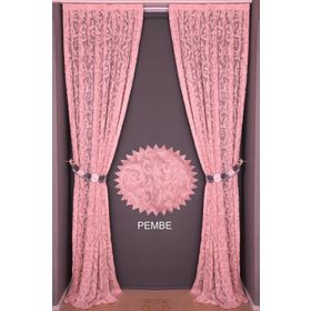 Akça Tekstil 75 x 260 cm Sultan 2 Pembe Tek Kanat Hazır Dikilmiş Pileli Fon Perde