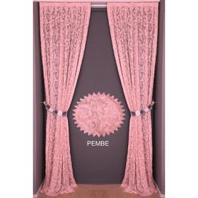 Akça Tekstil 75 x 260 cm Sultan 2 Pembe Tek Kanat Hazır Dikilmiş Pileli Fon Perde
