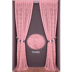 Akça Tekstil 75 x 260 cm Sultan 2 Pembe Tek Kanat Hazır Dikilmiş Pileli Fon Perde