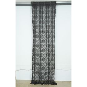 Akça Tekstil 75x260 cm Antrasit Damaks Model Tek Kanat Hazır Dikilmiş Pileli Fon Perde