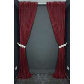 Akça Tekstil 75x260 cm Bordo Orkide Model Tek Kanat Pileli Fon Perde