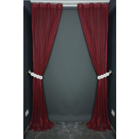 Akça Tekstil 75x260 cm Bordo Orkide Model Tek Kanat Pileli Fon Perde