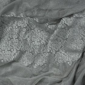 Akça Tekstil 75x260 cm Gri Roza Model Tek Kanat Pileli Fon Perde